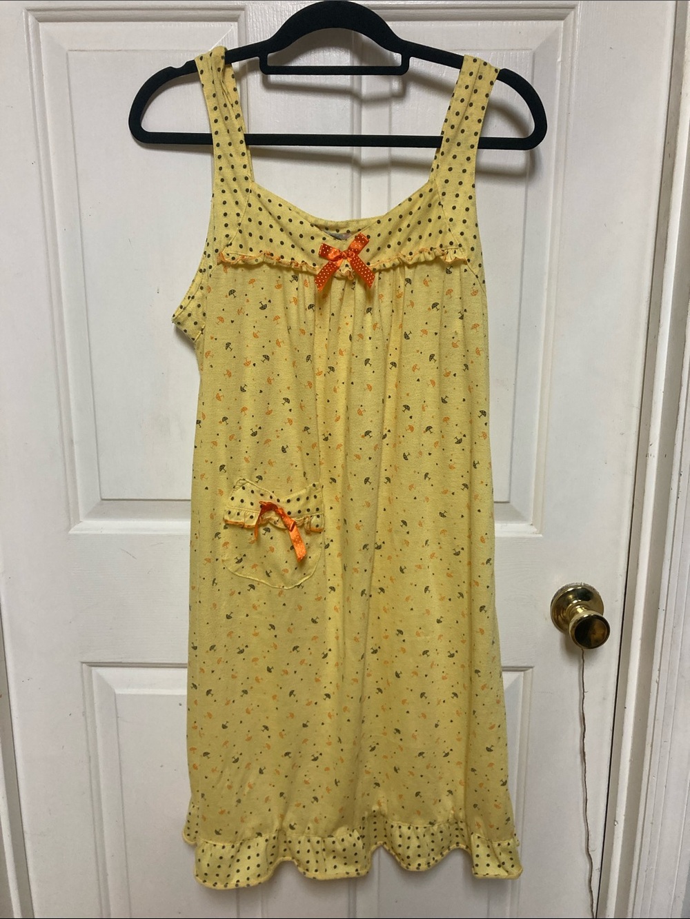 Just Love Yellow Floral ladies' Nightgown with Orange Bow Accents
